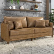 Sofá 2 Lugares Living 172cm Pé Madeira Zoe Sintético Camel Z08 - Mpozenato