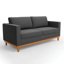 Sofá 2 Lugares Living 182cm para Sala Juliette Base de Madeira Suede Preto D03 - D'Rossi