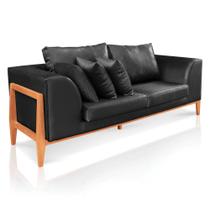 Sofá 2 Lugares Living 225cm Base de Madeira Lucy Facto Escama Preto C05 - D'Rossi Sofá 2 Lugares Living 225cm Base de Madeira Lucy Facto Escama Preto C05 - D'Rossi