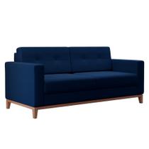Sofá 2 Lugares Living Pés e Base em Madeira Linho Cotton Azul Marinho Sofá 2 Lugares Living Pés e Base em Madeira Linho Cotton Azul Marinho