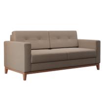 Sofá 2 Lugares Living Pés e Base em Madeira Linho Cotton Bege