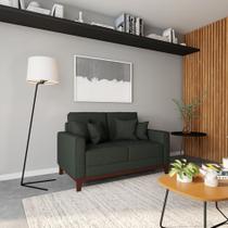 Sofá 2 Lugares Marshall Base de Madeira Linho Cotton Grafite