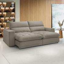 Sofá 2 Lugares Martinho Retrátil Veludo Bege Claro - Celflex Sofá 2 Lugares Martinho Retrátil Veludo Bege Claro - Celflex