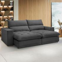 Sofá 2 Lugares Martinho Retrátil Veludo Cinza - Celflex Sofá 2 Lugares Martinho Retrátil Veludo Cinza - Celflex