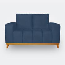 Sofá 2 Lugares Memphis Ultra Conforto em Madeira Maciça e Suede Azul - LH Decor Sofá 2 Lugares Memphis Ultra Conforto em Madeira Maciça e Suede Azul - LH Decor