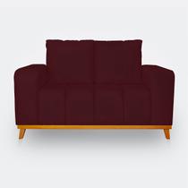Sofá 2 Lugares Memphis Ultra Conforto em Madeira Maciça e Suede Bordo - LH Decor Sofá 2 Lugares Memphis Ultra Conforto em Madeira Maciça e Suede Bordo - LH Decor