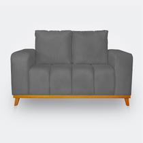 Sofá 2 Lugares Memphis Ultra Conforto em Madeira Maciça e Suede Cinza - LH Decor Sofá 2 Lugares Memphis Ultra Conforto em Madeira Maciça e Suede Cinza - LH Decor