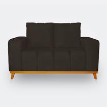 Sofá 2 Lugares Memphis Ultra Conforto em Madeira Maciça e Suede Marrom - LH Decor