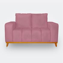 Sofá 2 Lugares Memphis Ultra Conforto em Madeira Maciça e Suede Rose - Jylcrom