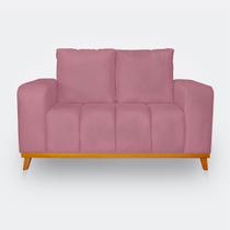 Sofá 2 Lugares Memphis Ultra Conforto em Madeira Maciça e Suede Rose - LH Decor