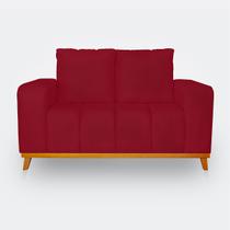 Sofá 2 Lugares Memphis Ultra Conforto em Madeira Maciça e Suede Vermelho - LH Decor Sofá 2 Lugares Memphis Ultra Conforto em Madeira Maciça e Suede Vermelho - LH Decor