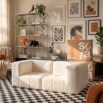 Sofá 2 lugares Modular Sofá na Caixa em Boucle com 2 Módulos 1,72m Sofá 2 lugares Modular Sofá na Caixa em Boucle com 2 Módulos 1,72m