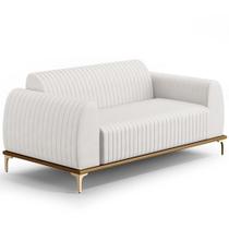 Sofá 2 Lugares Molino 150 Cm Pés D'ouro Corano Branco C-12 Sofá 2 Lugares Molino 150 Cm Pés D'ouro Corano Branco C-12