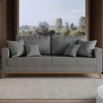 Sofa 2 Lugares Monaco 1,40 M com Almofadas Linho Cinza - Shop da Mobilia