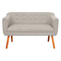 Sofá 2 Lugares Namoradeira com Strass Julia Pé Palito Castanho Linho Bege M11- D'Rossi Sofá 2 Lugares Namoradeira com Strass Julia Pé Palito Castanho Linho Bege M11- D'Rossi