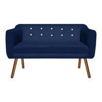 Sofá 2 Lugares Namoradeira com Strass Julia Pé Palito Castanho Suede Azul Marinho M11 DRossi Sofá 2 Lugares Namoradeira com Strass Julia Pé Palito Castanho Suede Azul Marinho M11 DRossi