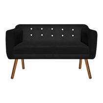 Sofá 2 Lugares Namoradeira com Strass Julia Pé Palito Castanho Suede Preto M11 DRossi