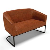 Sofá 2 Lugares Namoradeira Industrial Preto Stella Sintético PU D03 - D'Rossi