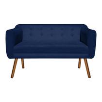 Sofá 2 Lugares Namoradeira Julia Pé Palito Castanho Suede Azul Marinho M11 DRossi