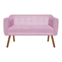 Sofá 2 Lugares Namoradeira Julia Pé Palito Castanho Suede Rosa Bebê M11 DRossi Sofá 2 Lugares Namoradeira Julia Pé Palito Castanho Suede Rosa Bebê M11 DRossi
