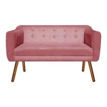Sofá 2 Lugares Namoradeira Julia Pé Palito Castanho Suede Rosê M11 DRossi Sofá 2 Lugares Namoradeira Julia Pé Palito Castanho Suede Rosê M11 DRossi
