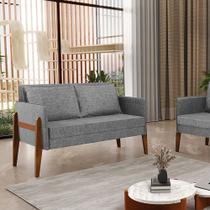 Sofá 2 Lugares Namoradeira Lana Base Madeira Linho D03 - D'Rossi