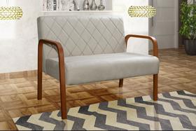 Sofá 2 Lugares Namoradeira Lara Decoração Sala Quarto Recepção Bege Claro