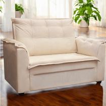 Sofá 2 Lugares Namoradeira Marrocos 1,40m Sala de TV Estar Recepção Suede Bege MABE MAGAZINE