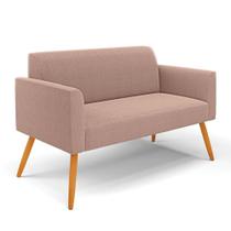 Sofá 2 Lugares Namoradeira Pé Palito Castanho Marisa Bouclê Rosê D03 - D'rossi