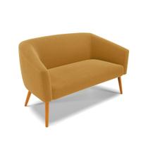 Sofá 2 Lugares Namoradeira Pé Palito Castanho Stella Bouclê Mostarda D03 - D'Rossi