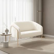 Sofá 2 Lugares Namoradeira Stella Base Industrial Alta Champanhe Bouclê Off White D03 - D Rossi