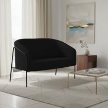 Sofá 2 Lugares Namoradeira Stella Base Industrial Alta Preta Sintético PU D03 - D'Rossi