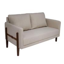 Sofá 2 Lugares Nice Linho Bege e Imbuia