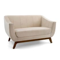 Sofá 2 Lugares Odeon D07 140cm Base Madeira Veludo Creme - D'Rossi