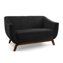 Sofá 2 Lugares Odeon D07 140cm Base Madeira Veludo Preto - D'Rossi