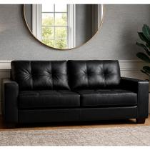 Sofá 2 Lugares Olga 206cm Couro Preto - Sallar Home