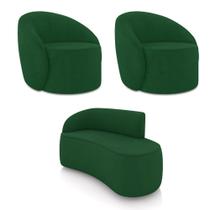 Sofá 2 Lugares Orgânico 140cm Morgan E 2 Poltronas Lua Suede Verde D03 - D'rossi Sofá 2 Lugares Orgânico 140cm Morgan E 2 Poltronas Lua Suede Verde D03 - D'rossi