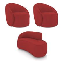 Sofá 2 Lugares Orgânico 140cm Morgan E 2 Poltronas Lua Veludo Marsala D03 - D'rossi Sofá 2 Lugares Orgânico 140cm Morgan E 2 Poltronas Lua Veludo Marsala D03 - D'rossi