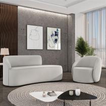 Sofá 2 Lugares Orgânico 140cm Morgan e Poltrona Lua Veludo D03 - D'Rossi