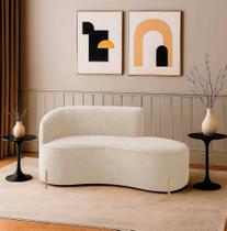 Sofá 2 Lugares Orgânico 140cm Pé Dourado Morgan Cotelê Ext/Veludo Off White D03 - D Rossi Sofá 2 Lugares Orgânico 140cm Pé Dourado Morgan Cotelê Ext/Veludo Off White D03 - D Rossi
