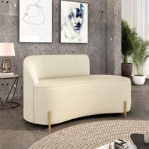 Sofá 2 Lugares Orgânico 140cm Pé Dourado Morgan Linho Bege