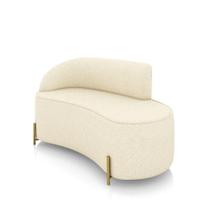 Sofá 2 Lugares Orgânico 140cm Pé Dourado Morgan Linho Bege D03 - D'rossi