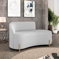 Sofá 2 Lugares Orgânico 140cm Pé Dourado Morgan Linho Cinza