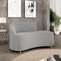 Sofá 2 Lugares Orgânico 140cm Pé Dourado Morgan Suede Cinza Sofá 2 Lugares Orgânico 140cm Pé Dourado Morgan Suede Cinza