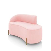 Sofá 2 Lugares Orgânico 140cm Pé Dourado Morgan Suede Rosa Bebê D03 - D'rossi