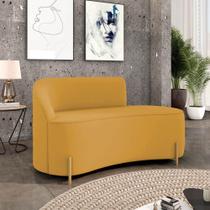 Sofá 2 Lugares Orgânico 140cm Pé Ferro Dourado Morgan Veludo Mostarda Sofá 2 Lugares Orgânico 140cm Pé Ferro Dourado Morgan Veludo Mostarda