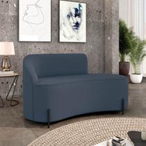 Sofá 2 Lugares Orgânico 140cm Pé Ferro Preto Morgan Suede Azul Mar