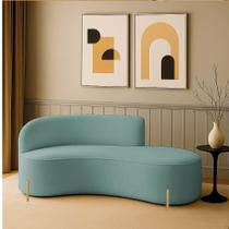 Sofá 2 Lugares Orgânico 160cm Pé Dourado Morgan Cotelê Ext-veludo Menta D03 - D'rossi Sofá 2 Lugares Orgânico 160cm Pé Dourado Morgan Cotelê Ext-veludo Menta D03 - D'rossi