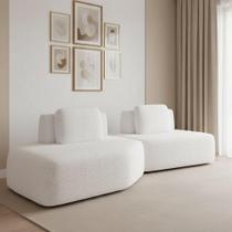 Sofá 2 Lugares Orgânico Com Chaise E 1 Módulo Central Berlim Bouclê K01 - D'rossi Off White Sofá 2 Lugares Orgânico Com Chaise E 1 Módulo Central Berlim Bouclê K01 - D'rossi Off White