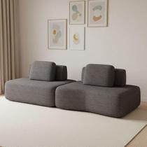 Sofá 2 Lugares Orgânico Com Módulo Central E 1 Canto Berlim Bouclê Grafite K01 - D'rossi